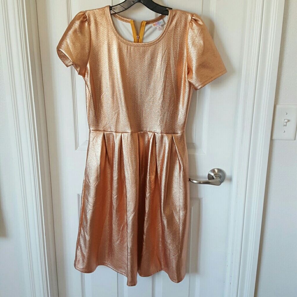Lularoe Rose Gold pleated dress
